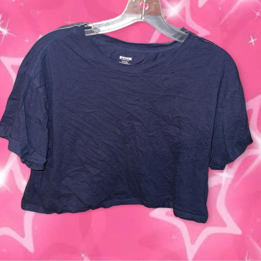 PINK Navy Blue Crop Top